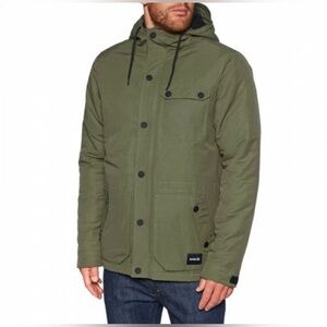 New!!!! Hurley Men Jacket Green Size Large Slammer Button Snap Front Zip Hood